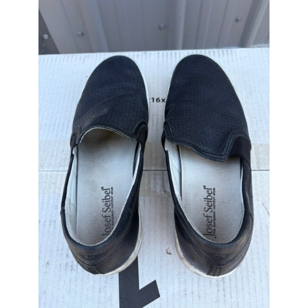 Josef Seibel Mens Black Leather Textured Slip On Sneakers 23962 Size 38 - Picture 2 of 7